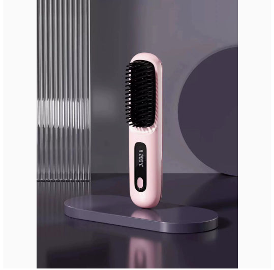 2 in 1 Glattes Haar Kamm Kabelloser Haarglätter Bürste Haar Schnellerwärmung Tragbarer Heißlockenwickler USB-Aufladung