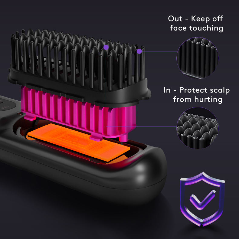 2 in 1 Glattes Haar Kamm Kabelloser Haarglätter Bürste Haar Schnellerwärmung Tragbarer Heißlockenwickler USB-Aufladung
